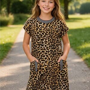 MIA Leopard Print Top with Striped Collar